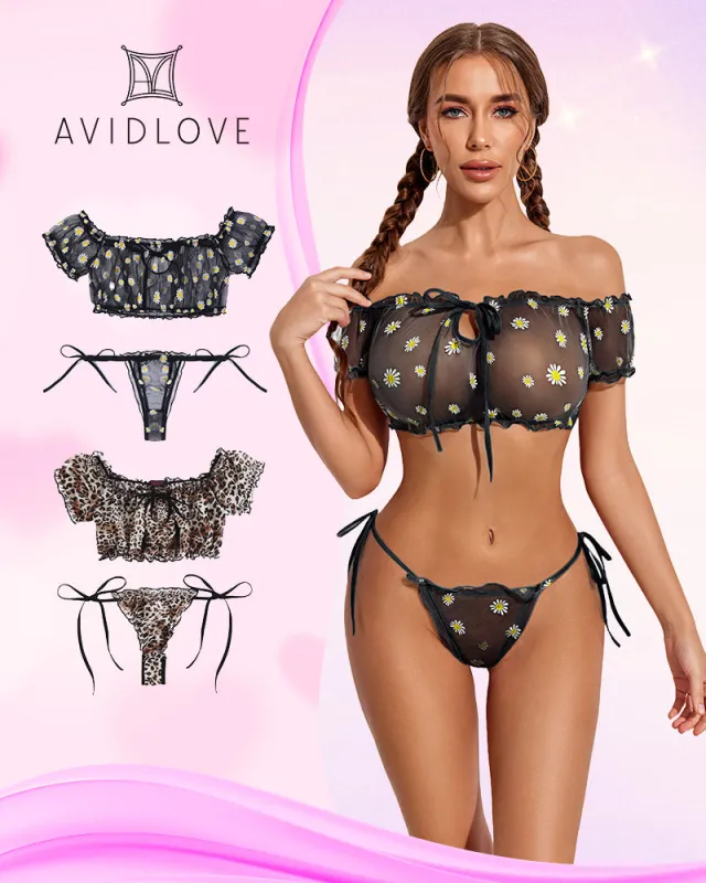2 Packs Mesh Ruffle Bra and Panty Set sold by Avid Love