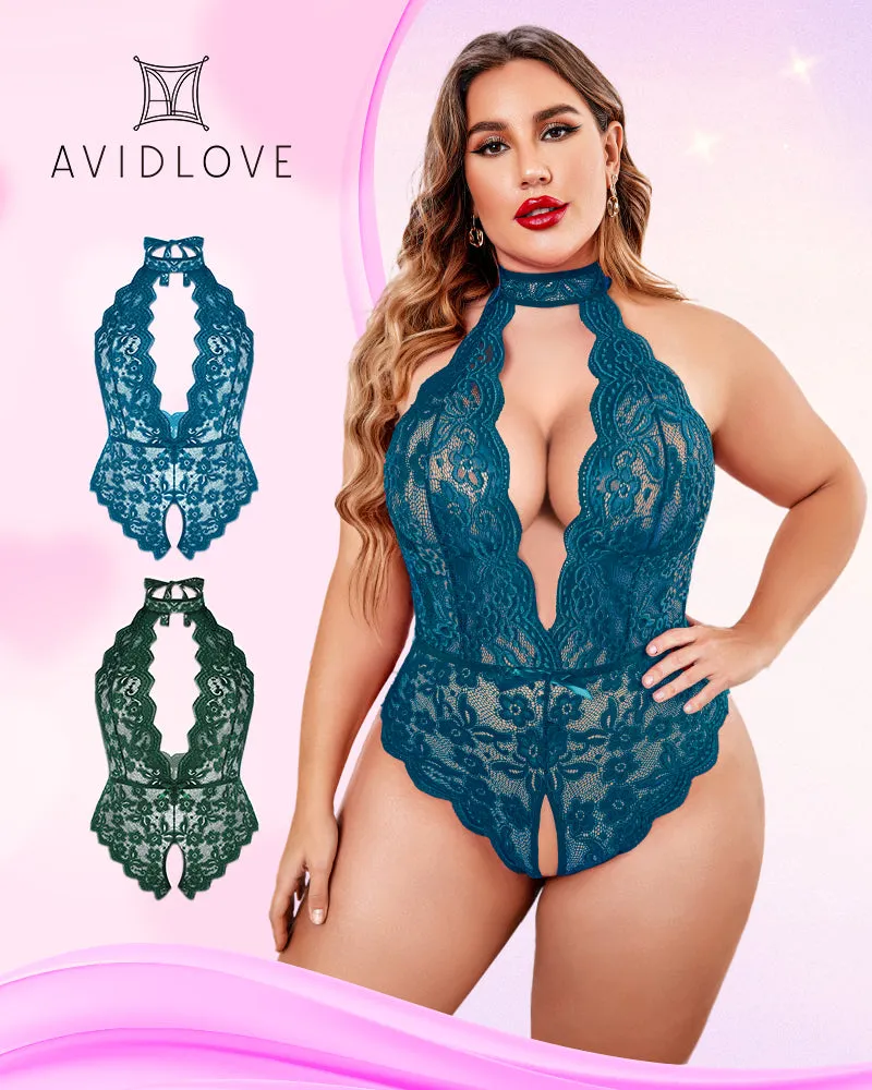 2 Packs Plus Size Lingerie Lace Halter Teddy sold by Avid Love
