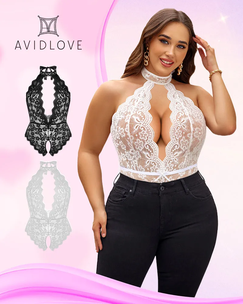 2 Packs Plus Size Lingerie Lace Halter Teddy sold by Avid Love product image thumbnail 2