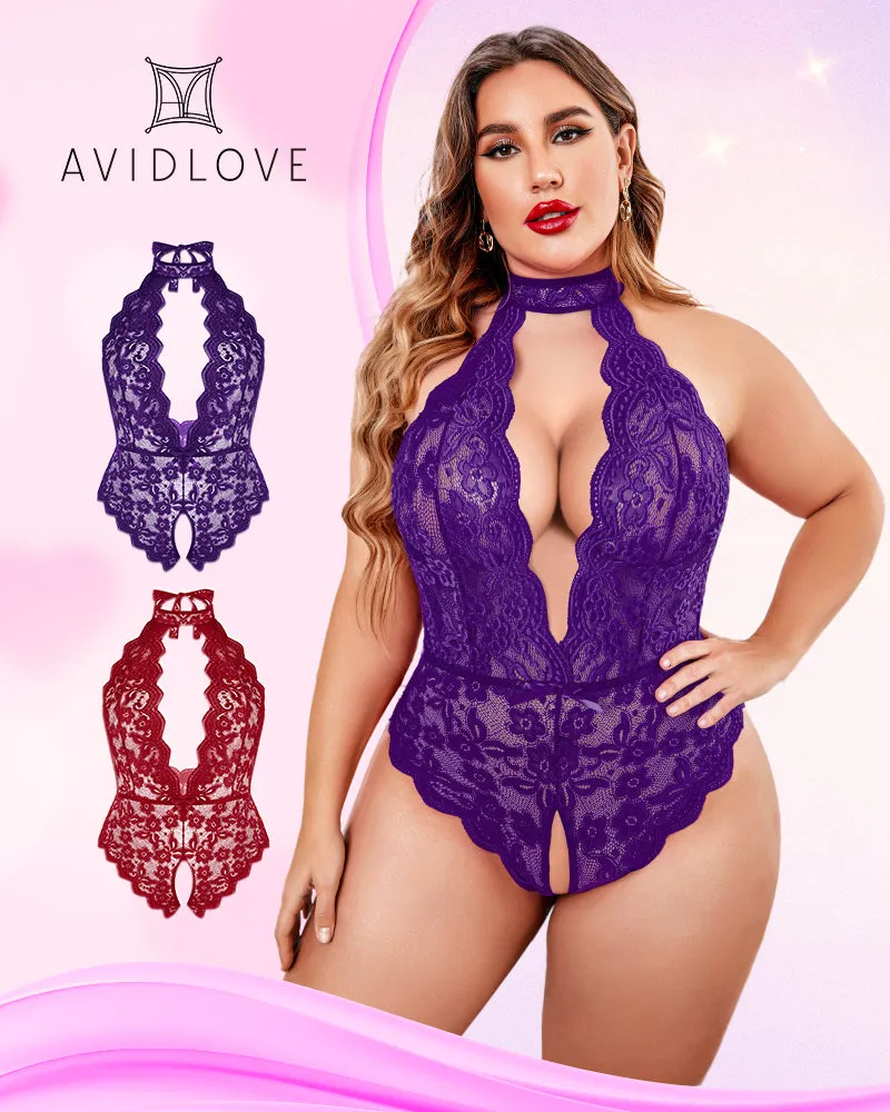 2 Packs Plus Size Lingerie Lace Halter Teddy sold by Avid Love product image thumbnail 3
