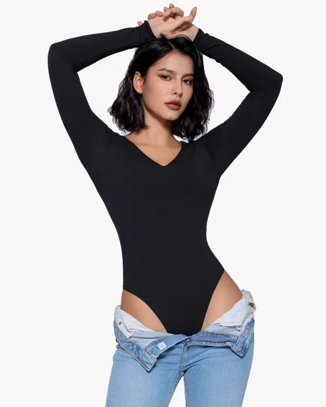 Long Sleeve Double Lined Bodysuit Shapewear made by Avid Love