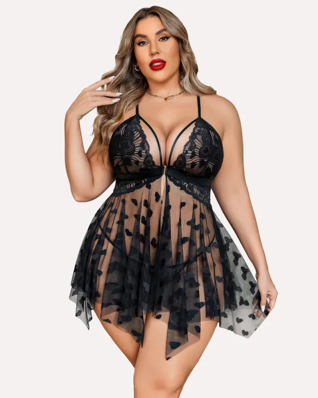 Plus Size Lace Front Slit Nightdress sold by Avid Love