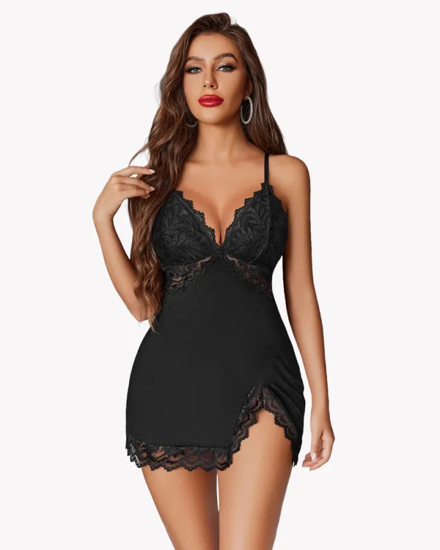 Modal V-Neck Full Slip Side Slit Chemises sold by Avid Love