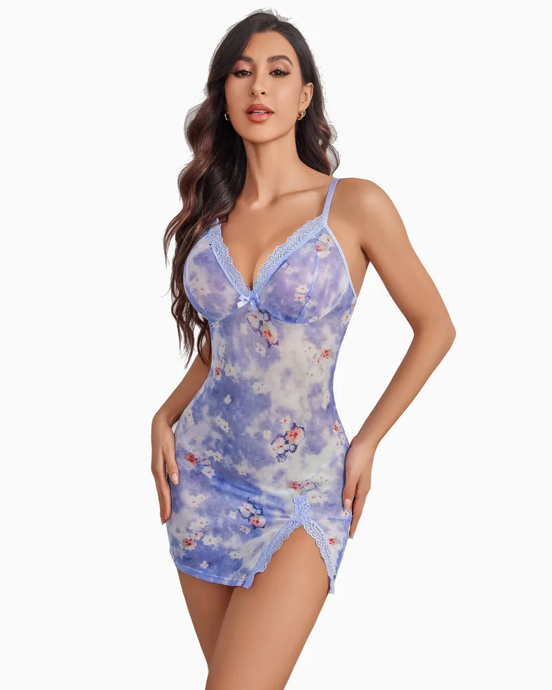 Sheer Lace Side Slit Nightgown sold by Avid Love product image thumbnail 5