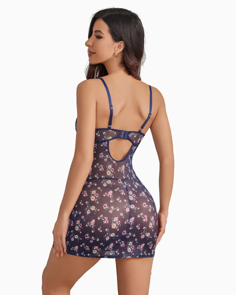 Sheer Lace Side Slit Nightgown sold by Avid Love product image thumbnail 3