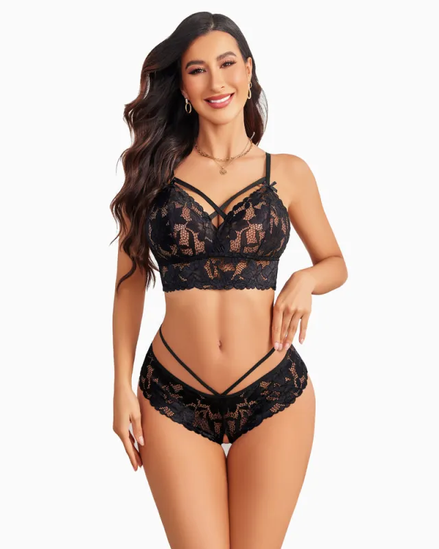 Sheer Lace Bra and Panty Two Piece Sets sold by Avid Love