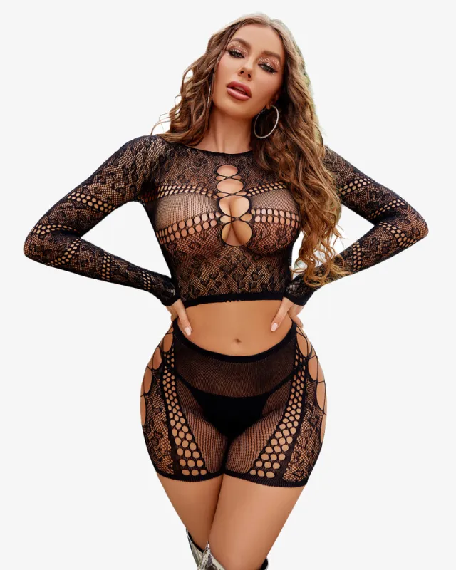 Fishnet Two Piece Lingerie Set sold by Avid Love