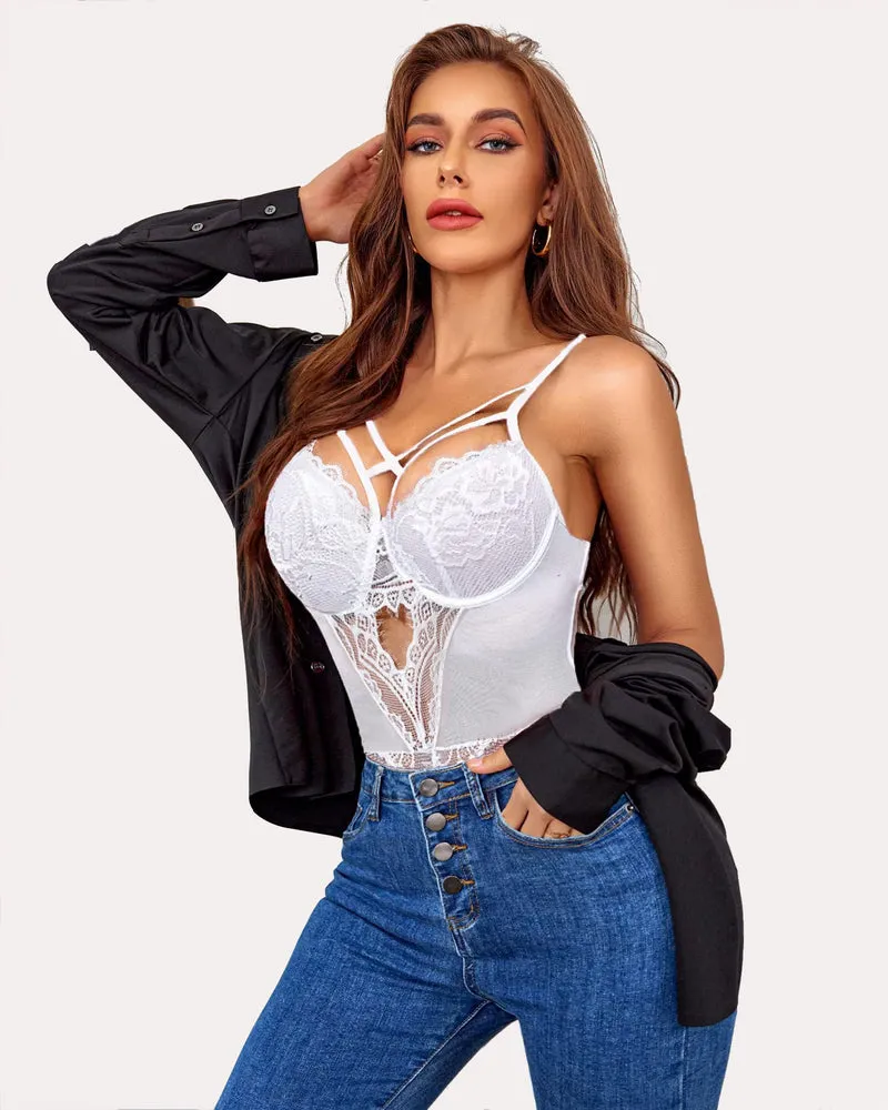 2 Pack Floral Lace Harness Bodysuit sold by Avid Love product image thumbnail 5