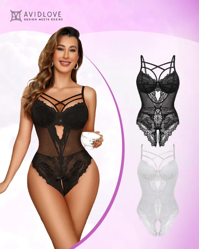 2 Pack Floral Lace Harness Bodysuit sold by Avid Love