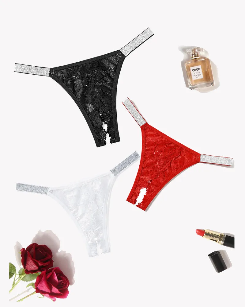 Lace Low Rise Panties with Shine Strap sold by Avid Love product image thumbnail 3