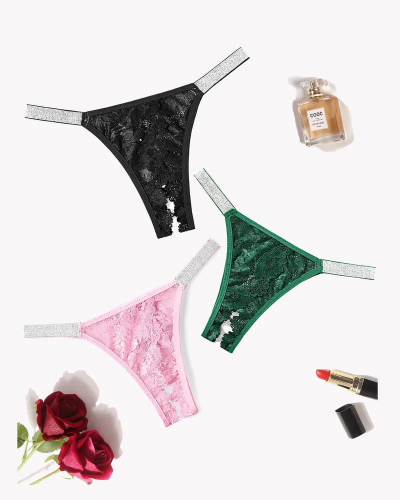 Lace Low Rise Panties with Shine Strap sold by Avid Love product image thumbnail 4