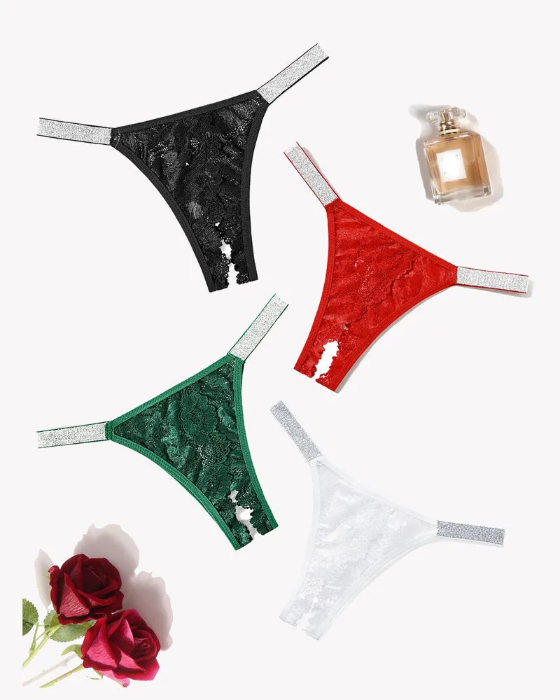 Lace Low Rise Panties with Shine Strap sold by Avid Love product image thumbnail 2