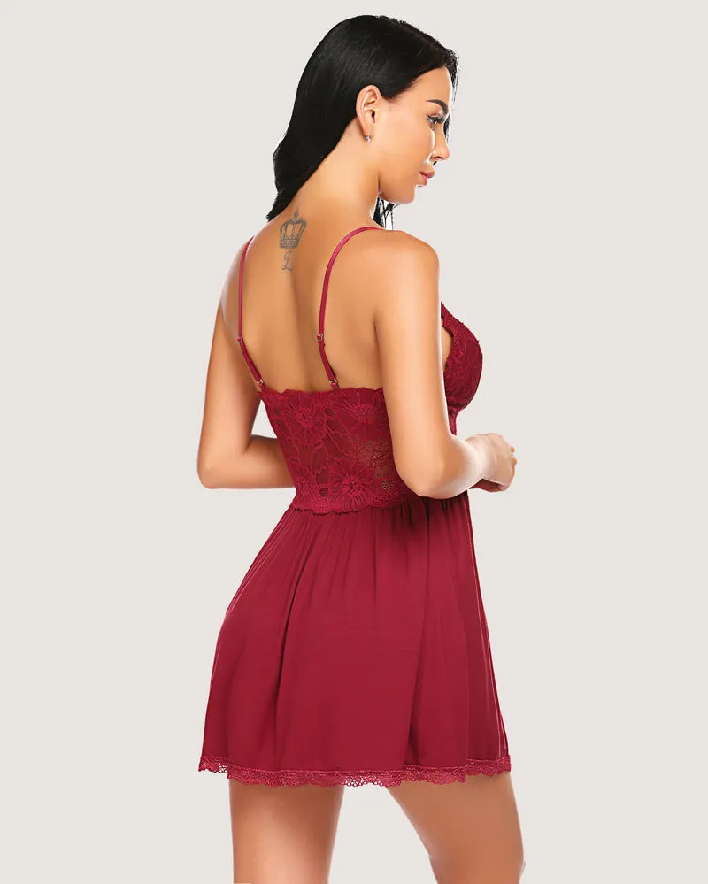 Lace Modal V-Neck Full Slip Sleep Dress sold by Avid Love product image thumbnail 4
