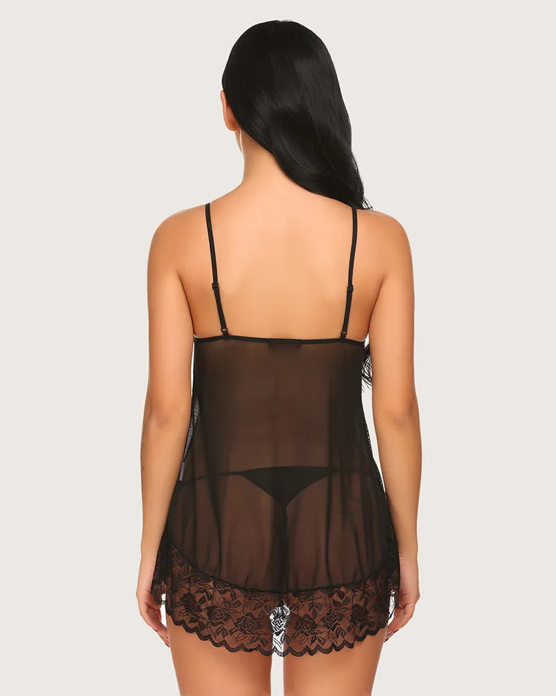 Lace Mini Chemise Mesh Nightie sold by Avid Love product image thumbnail 3