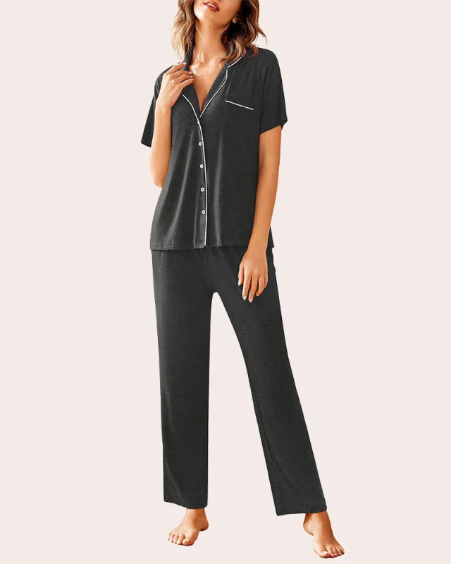 Notch Collar Soft Pajamas Set sold by Avid Love