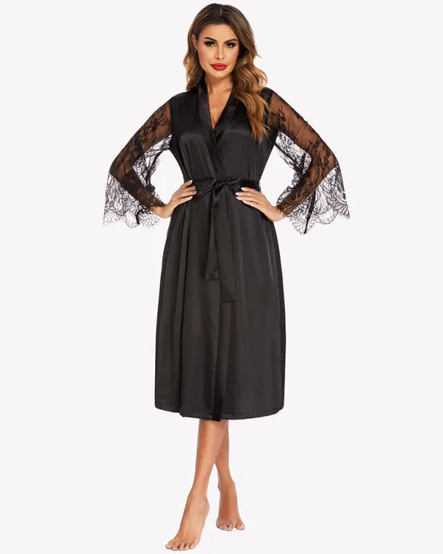 Floral Long Sleeves Lace Kimono Robe made by Avid Love