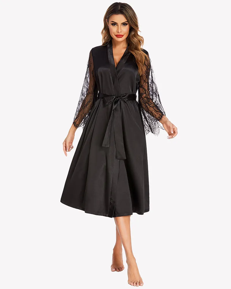 Floral Long Sleeves Lace Kimono Robe sold by Avid Love product image thumbnail 2