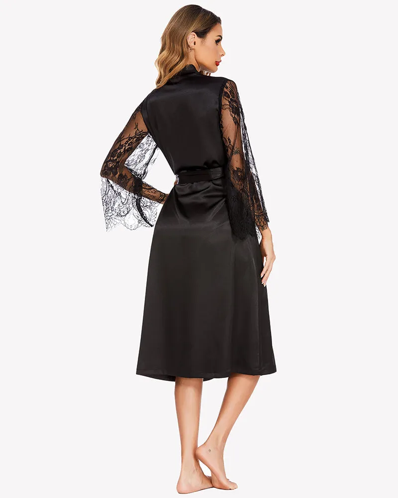 Floral Long Sleeves Lace Kimono Robe sold by Avid Love product image thumbnail 3