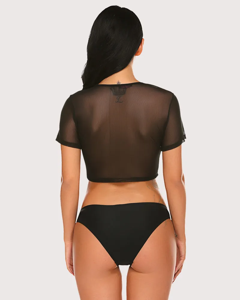 Mesh Crop Top See Through Blouse sold by Avid Love product image thumbnail 4