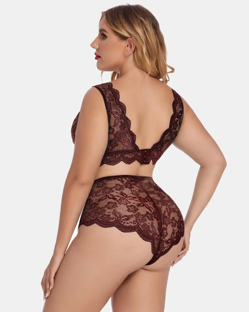 Plus Size Lace Halter High Waist Panty Set sold by Avid Love product image thumbnail 5