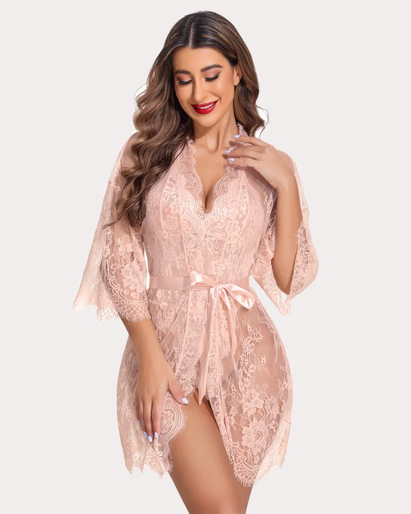 2 Piece Set Lace Robe with Teddy sold by Avid Love product image thumbnail 2