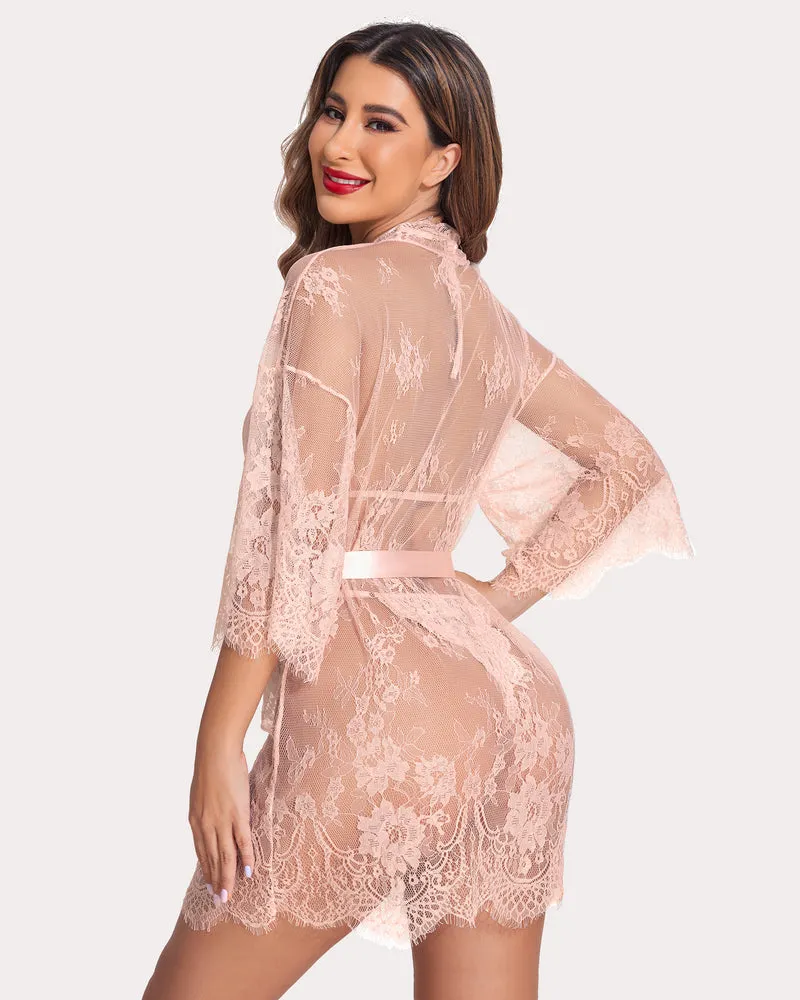 2 Piece Set Lace Robe with Teddy sold by Avid Love product image thumbnail 3