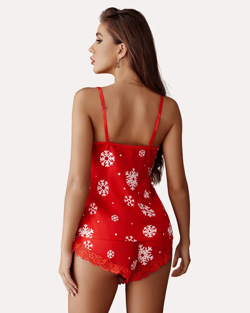 Satin Pajamas Set Lace Cami Shorts Set sold by Avid Love product image thumbnail 2