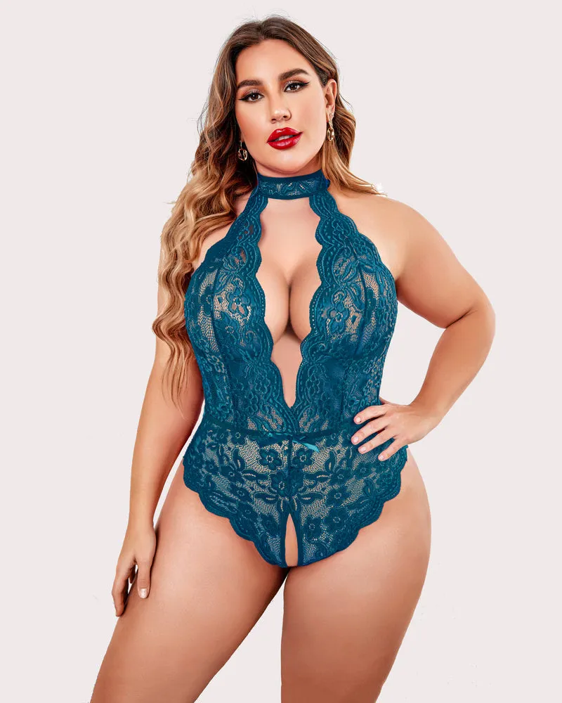 Plus Size Lace Halter Teddy sold by Avid Love product image thumbnail 5