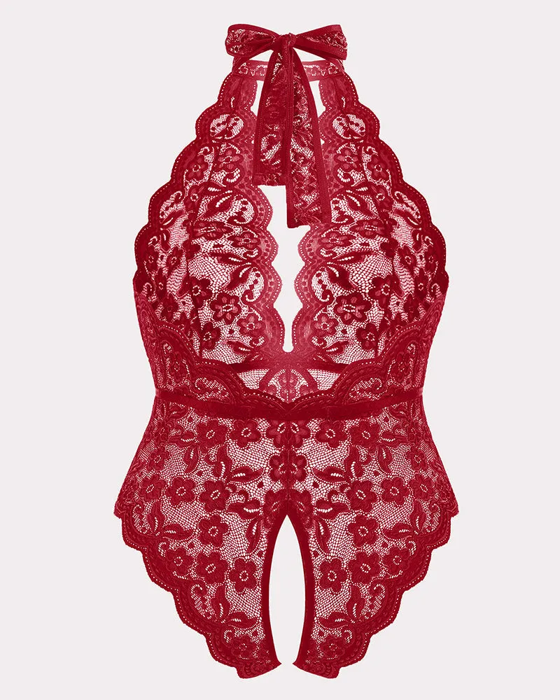 Plus Size Lace Halter Teddy sold by Avid Love product image thumbnail 3