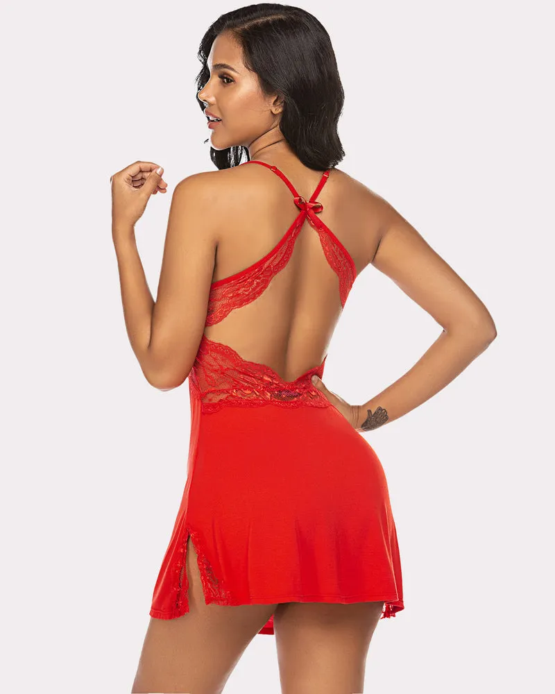 Lace V-Neck Full Slip Chemises sold by Avid Love product image thumbnail 4