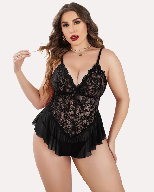 Plus Size Bodysuit Lace Teddy One Piece sold by Avid Love