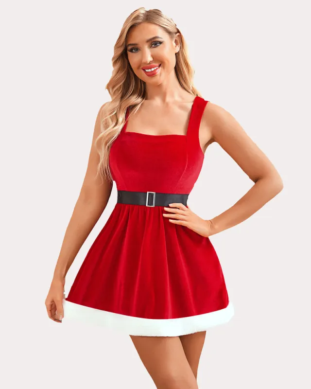 Santa Velvet A Line Dress with Belt sold by Avid Love