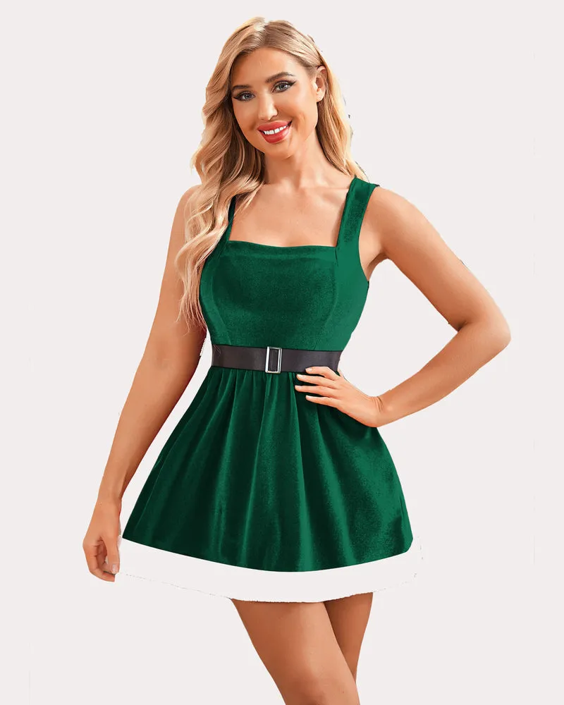 Santa Velvet A Line Dress with Belt sold by Avid Love product image thumbnail 3