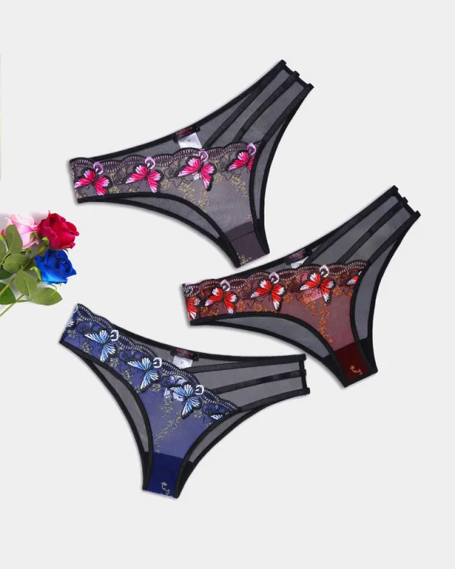 Butterfly Embroidered Mesh Panties sold by Avid Love