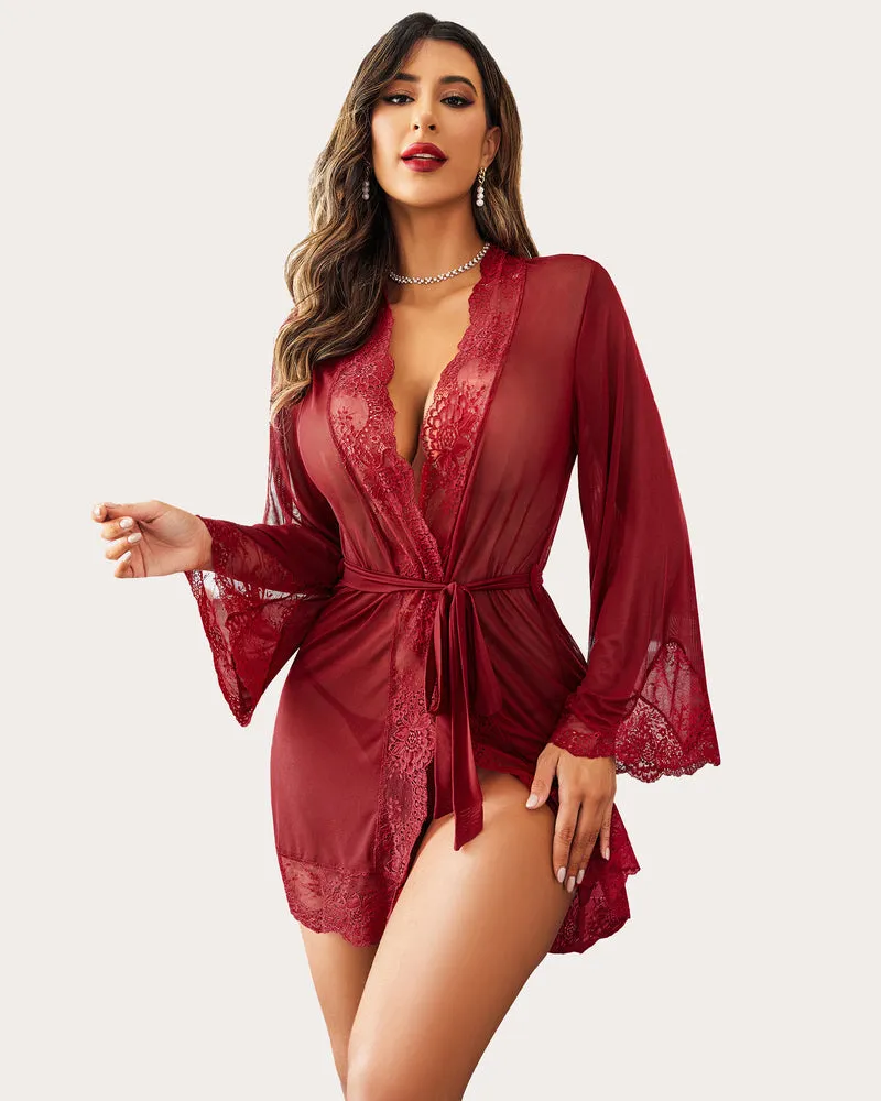 Lace Kimono Robe Mesh Nightgown sold by Avid Love product image thumbnail 5