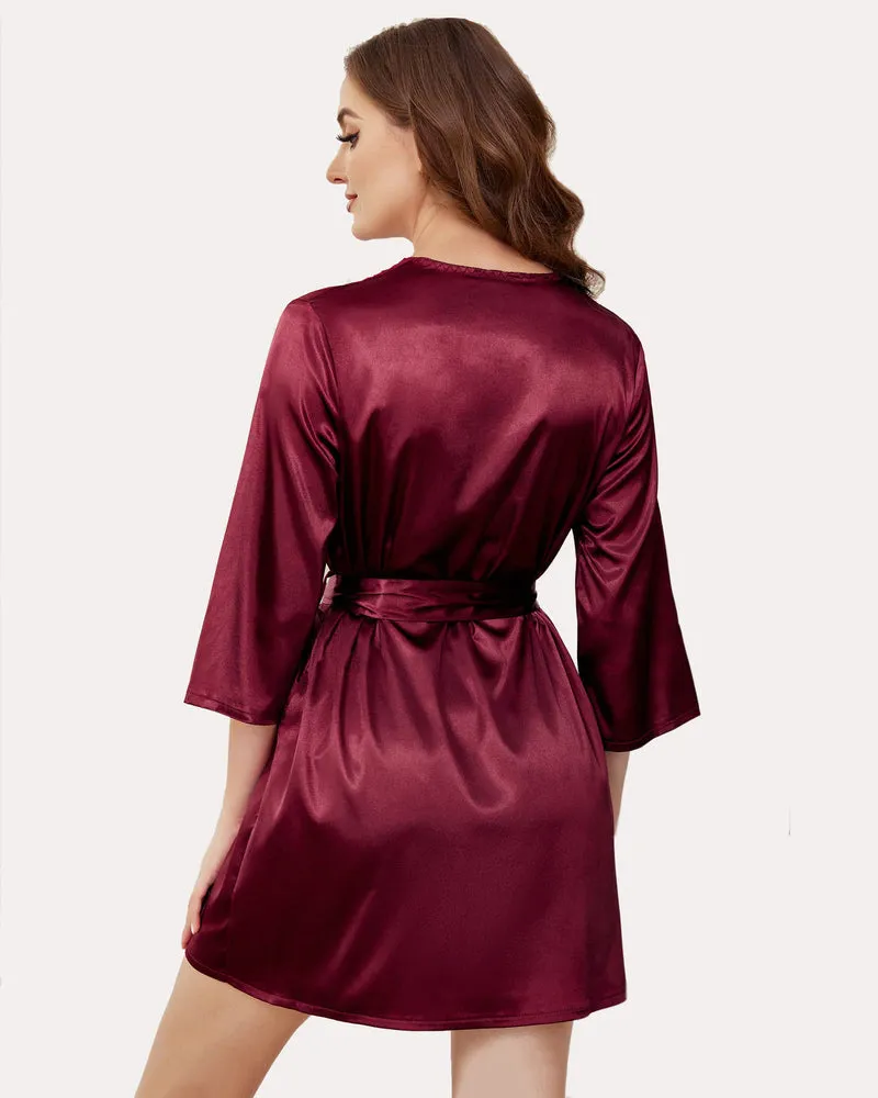 Kimono Satin Short Silky Robes sold by Avid Love product image thumbnail 2