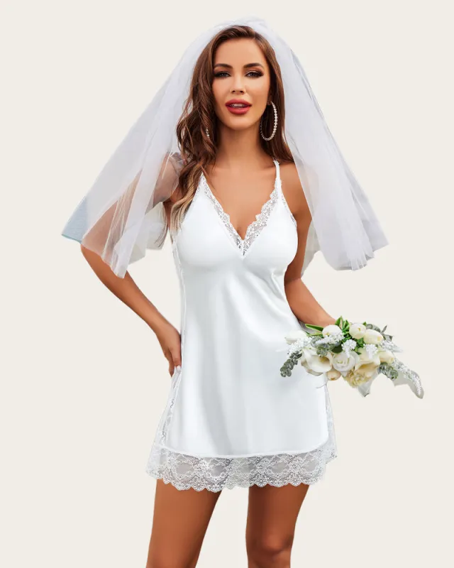 Wedding Satin Lace Full Slips Sleepwear sold by Avid Love
