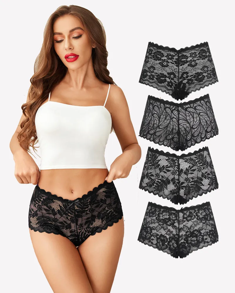 4 Pcs Floral Lace Panties Mid-rise Panty sold by Avid Love