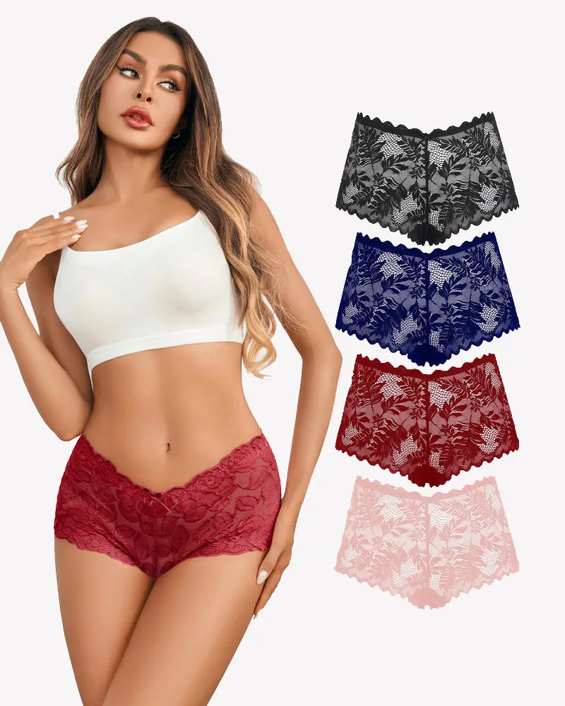 4 Pcs Floral Lace Panties Mid-rise Panty sold by Avid Love product image thumbnail 5