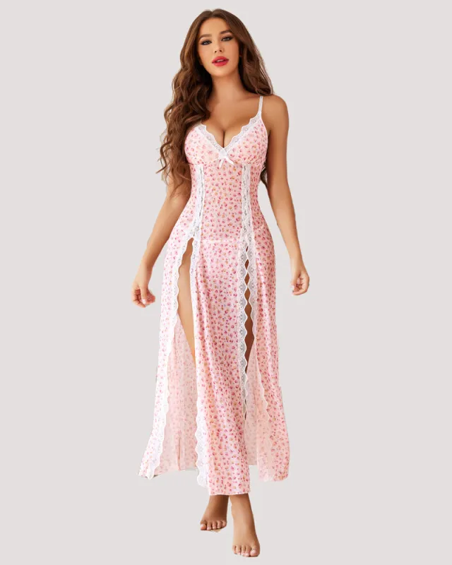 Lace Mesh Side Split Nightgowns sold by Avid Love
