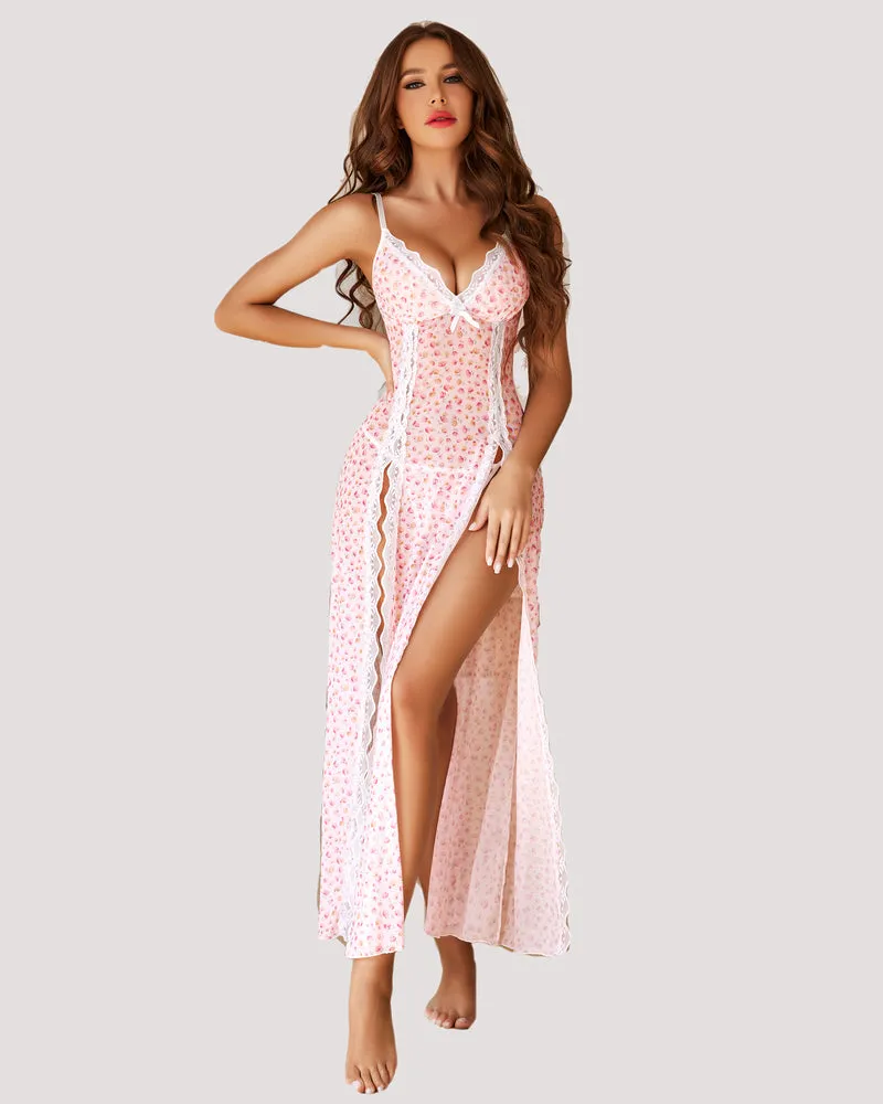Lace Mesh Side Split Nightgowns sold by Avid Love product image thumbnail 3