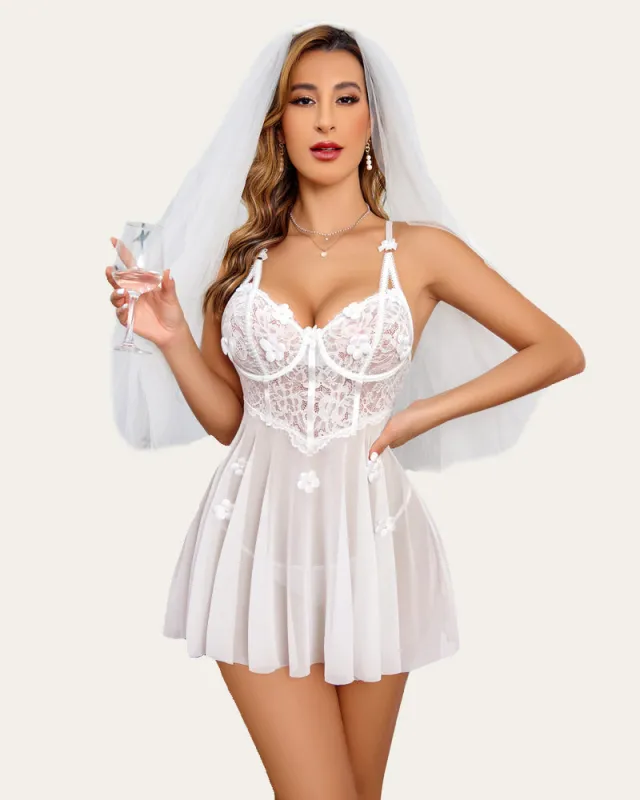 Push Up Lace Print Boudoir Lingeries sold by Avid Love