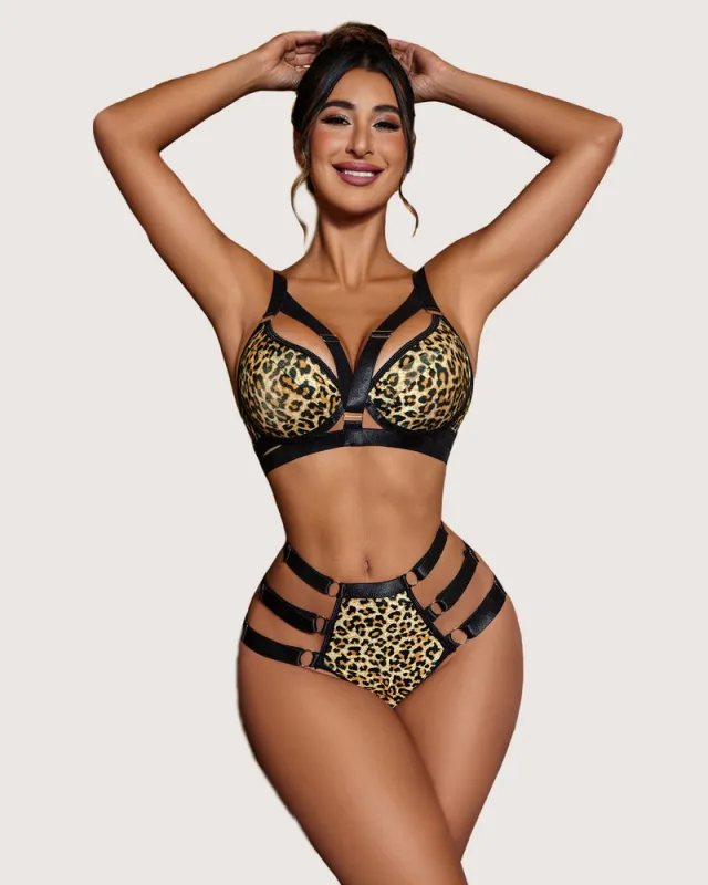 Avidlove Leopard Print Push Up Bra and Panty Set sold by Avid Love