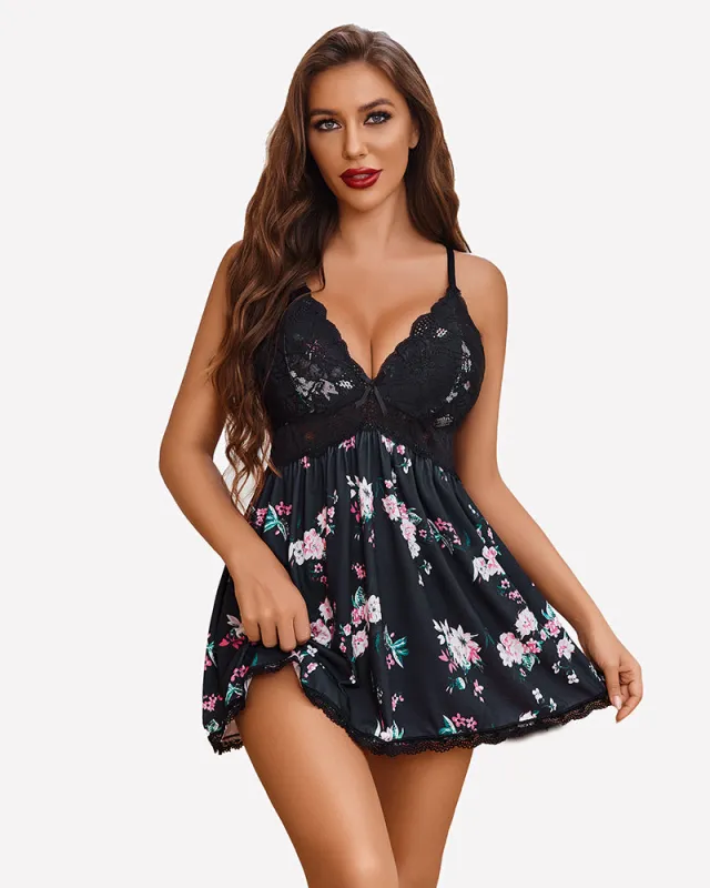 Floral Print V-Neck Full Slip Dress sold by Avid Love