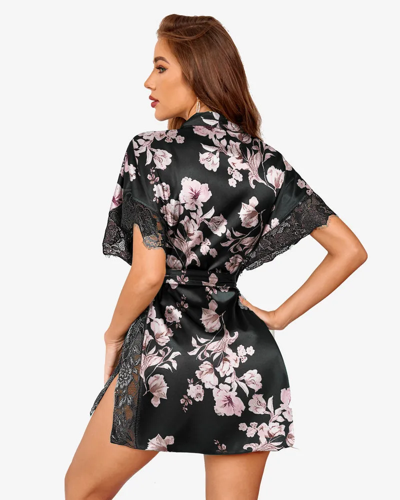 Satin Eyelash Sleepwear Robe sold by Avid Love product image thumbnail 2