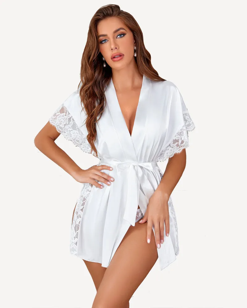 Satin Eyelash Sleepwear Robe sold by Avid Love product image thumbnail 4