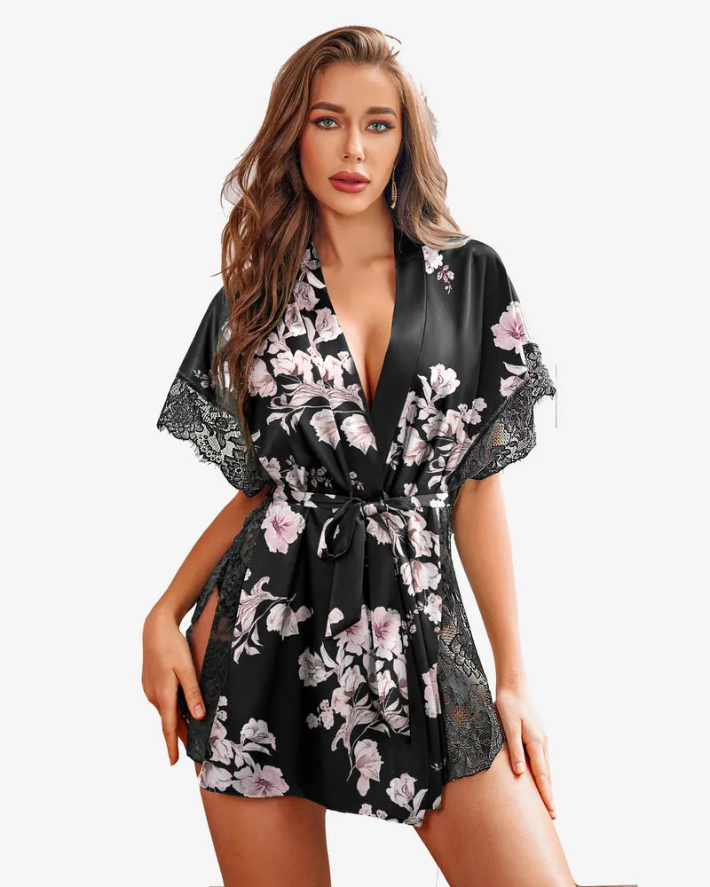 Satin Eyelash Sleepwear Robe sold by Avid Love