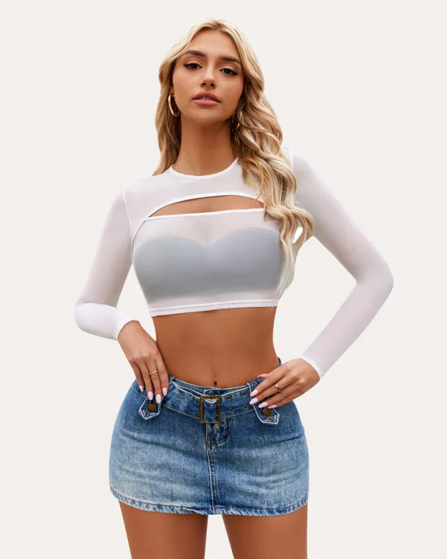 Long Sleeve Mesh Crop Top See Through Shirt made by Avid Love