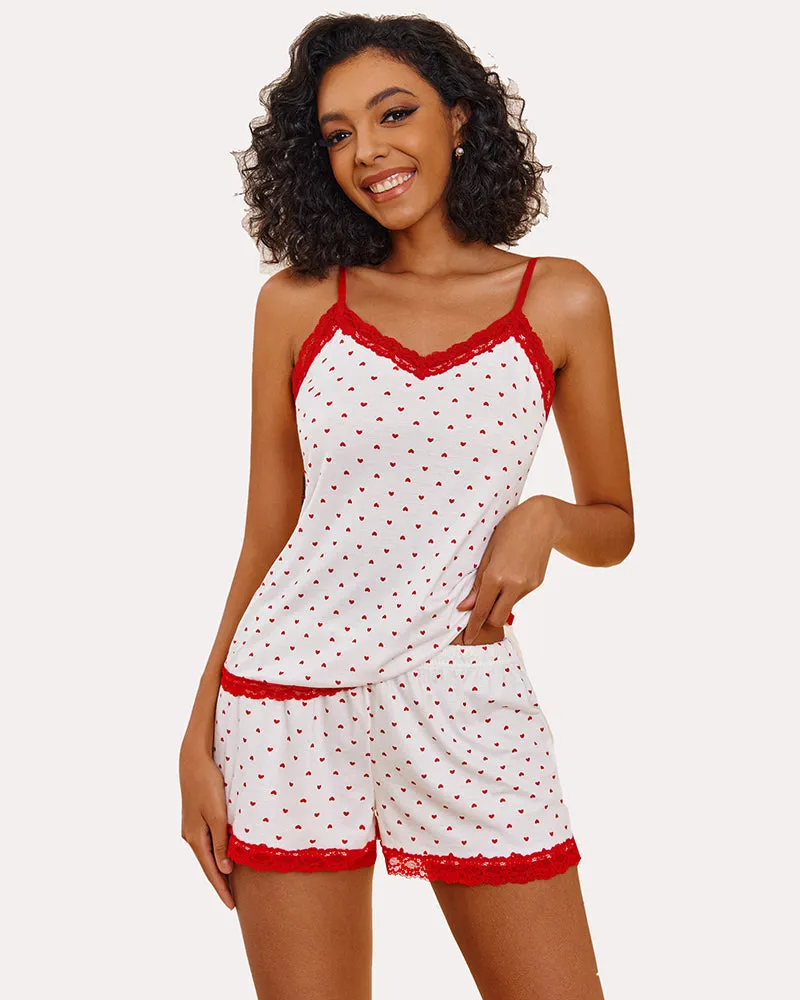 Heart Print Cami Pajama Set sold by Avid Love product image thumbnail 3