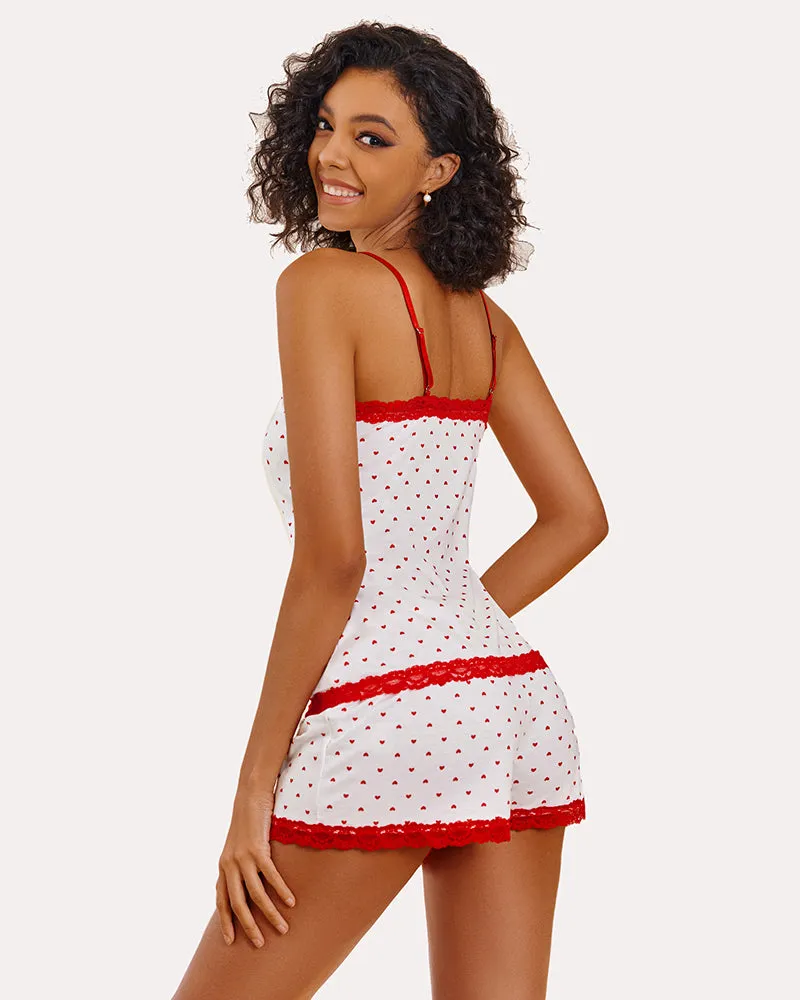 Heart Print Cami Pajama Set sold by Avid Love product image thumbnail 4